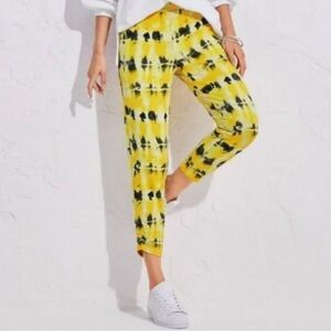 🆕 CAbi Atomic Lounger 💛🩶💛 Yellow Tie Dye 💛🩶💛 Joggers - S